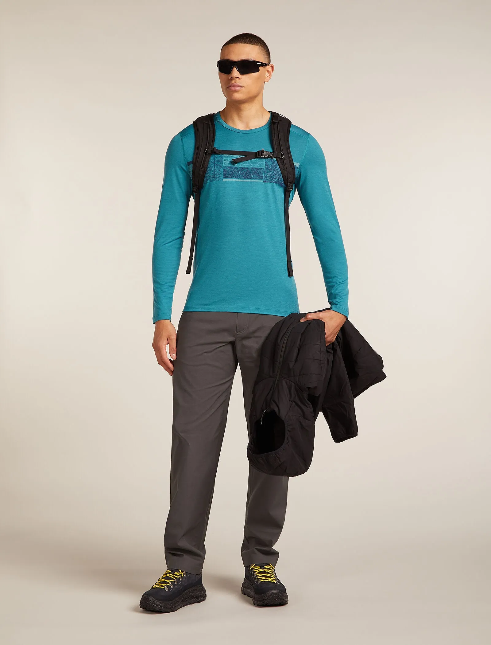 Men's Merino 200 Oasis Long Sleeve Crewe Thermal Top Elevation Line sold by Icebreaker product image thumbnail 4