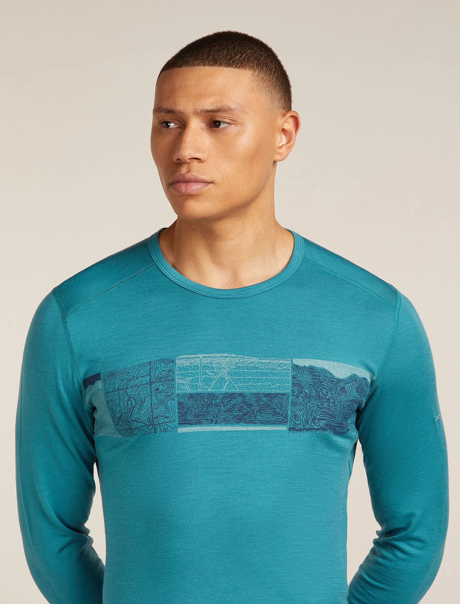 Men's Merino 200 Oasis Long Sleeve Crewe Thermal Top Elevation Line sold by Icebreaker product image thumbnail 5