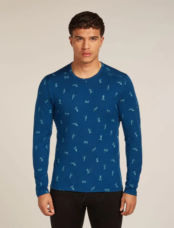 Men's Merino 200 Oasis Long Sleeve Crewe Thermal Top Snow Day made by Icebreaker