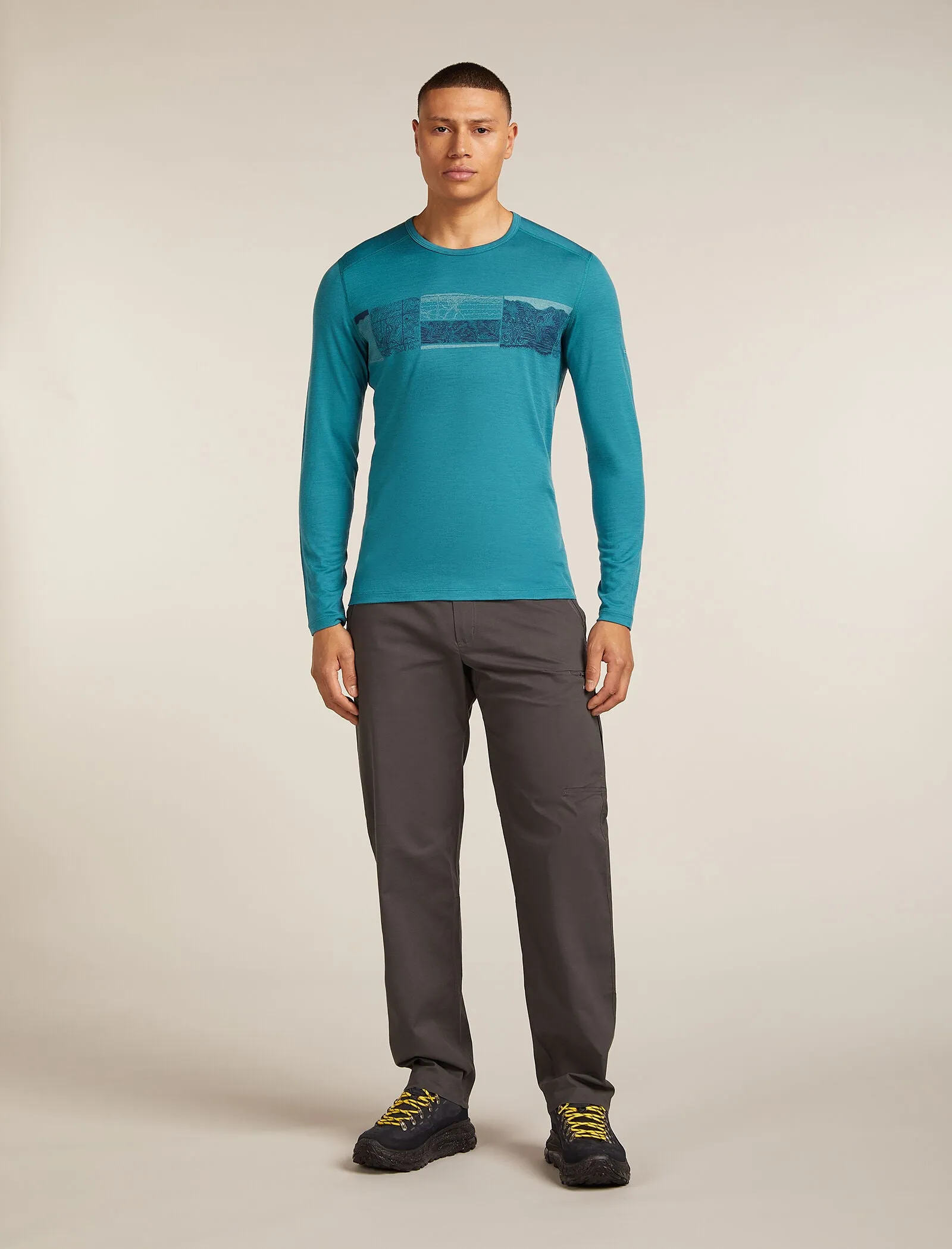 Men's Merino 200 Oasis Long Sleeve Crewe Thermal Top Elevation Line sold by Icebreaker product image thumbnail 3