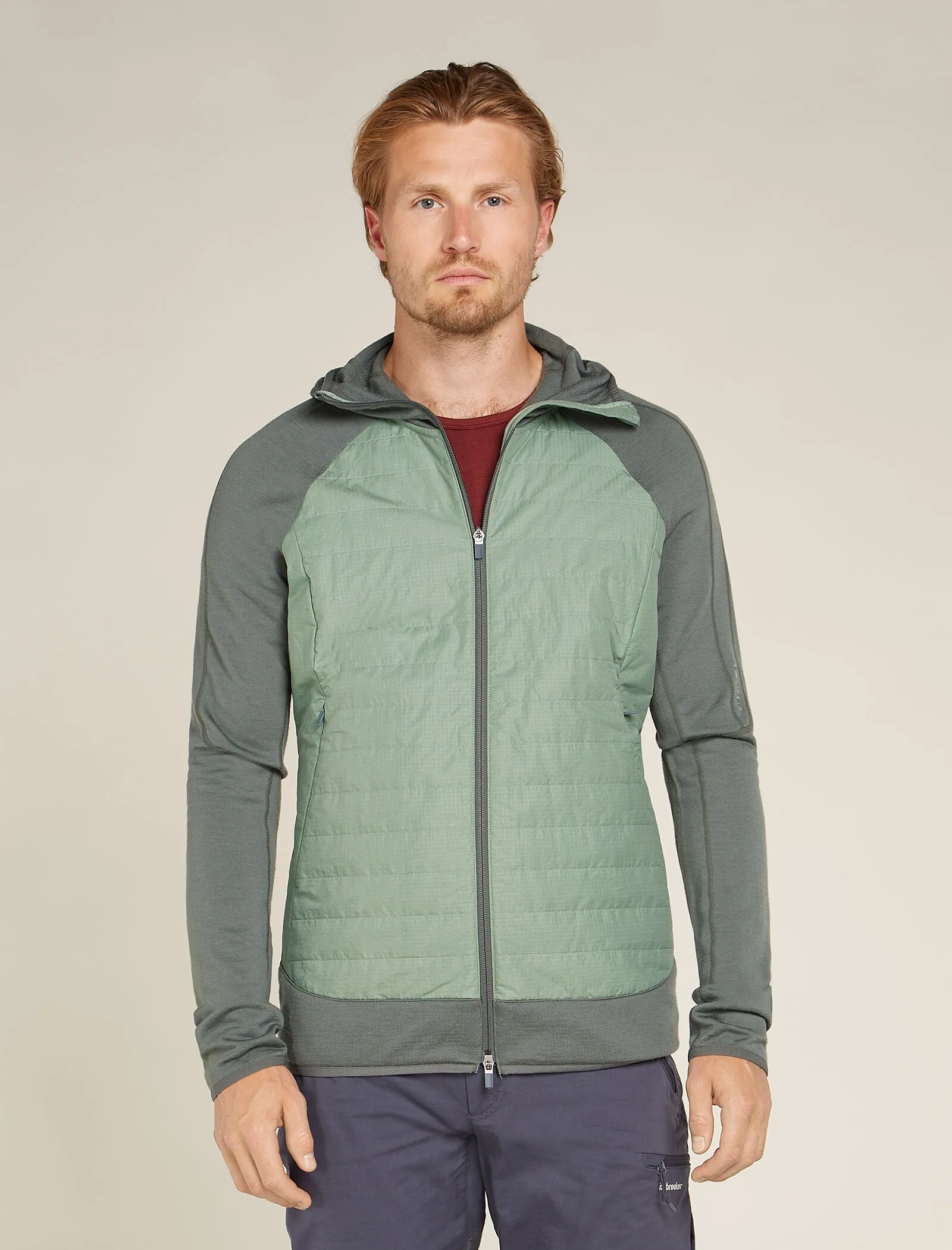 Men's Merino Blend Quantum Hybrid Long Sleeve Zip Hoodie sold by Icebreaker