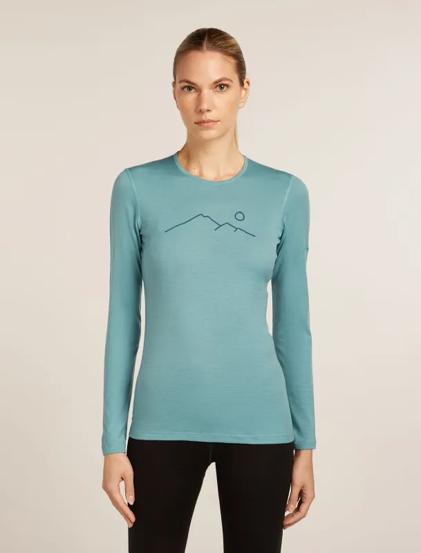Women's Merino 200 Oasis Long Sleeve Crewe Thermal Top Rainer Ridge sold by Icebreaker