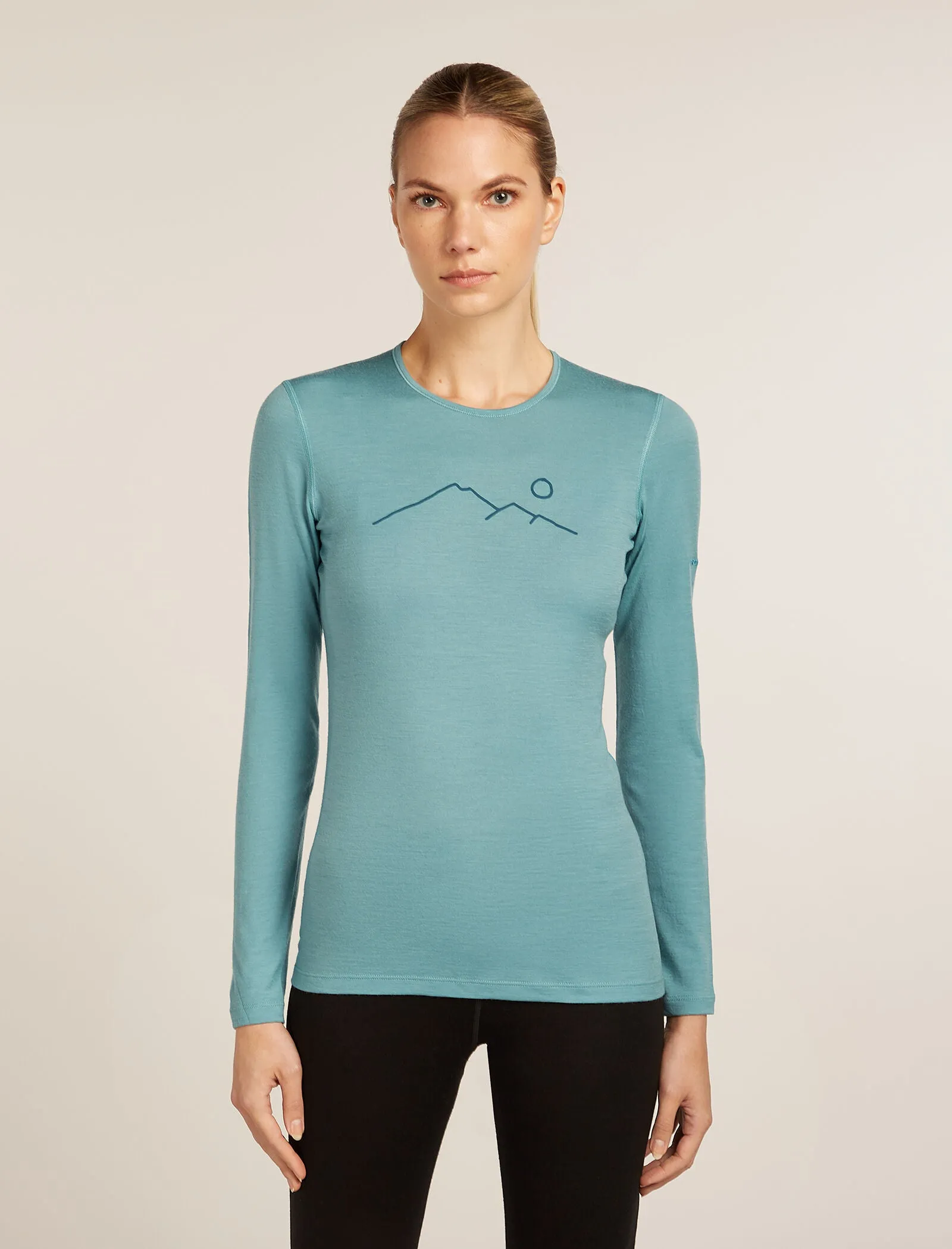 Women's Merino 200 Oasis Long Sleeve Crewe Thermal Top Rainer Ridge sold by Icebreaker