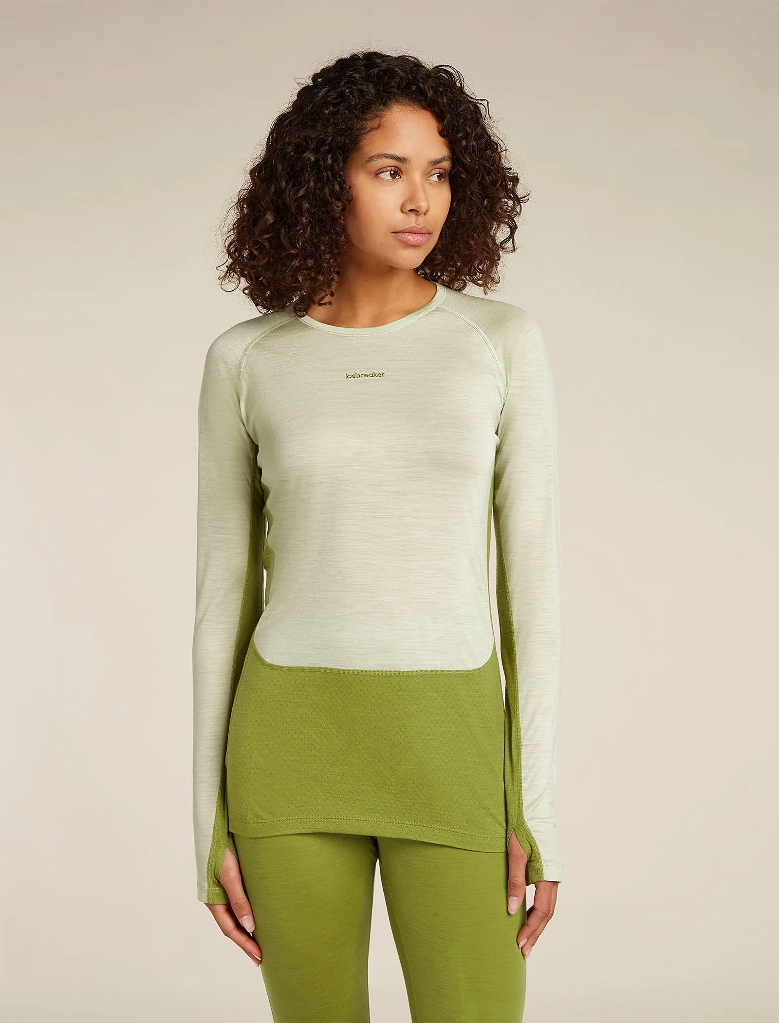 Women's Merino Blend 125 ZoneKnit™ Long Sleeve Crewe Thermal Top sold by Icebreaker