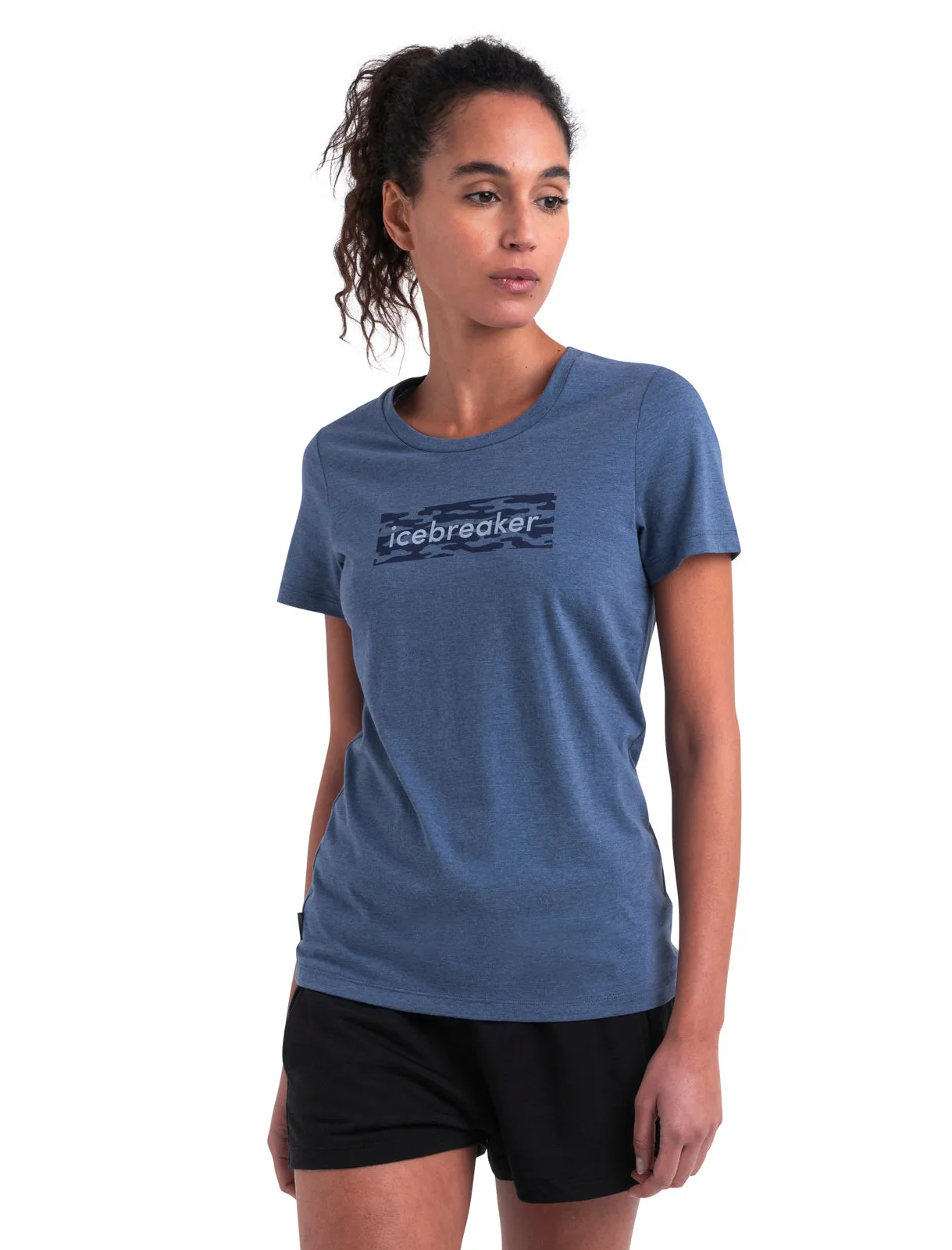 Women's Merino Blend Central Classic T-Shirt Glacial Flow Logo sold by Icebreaker