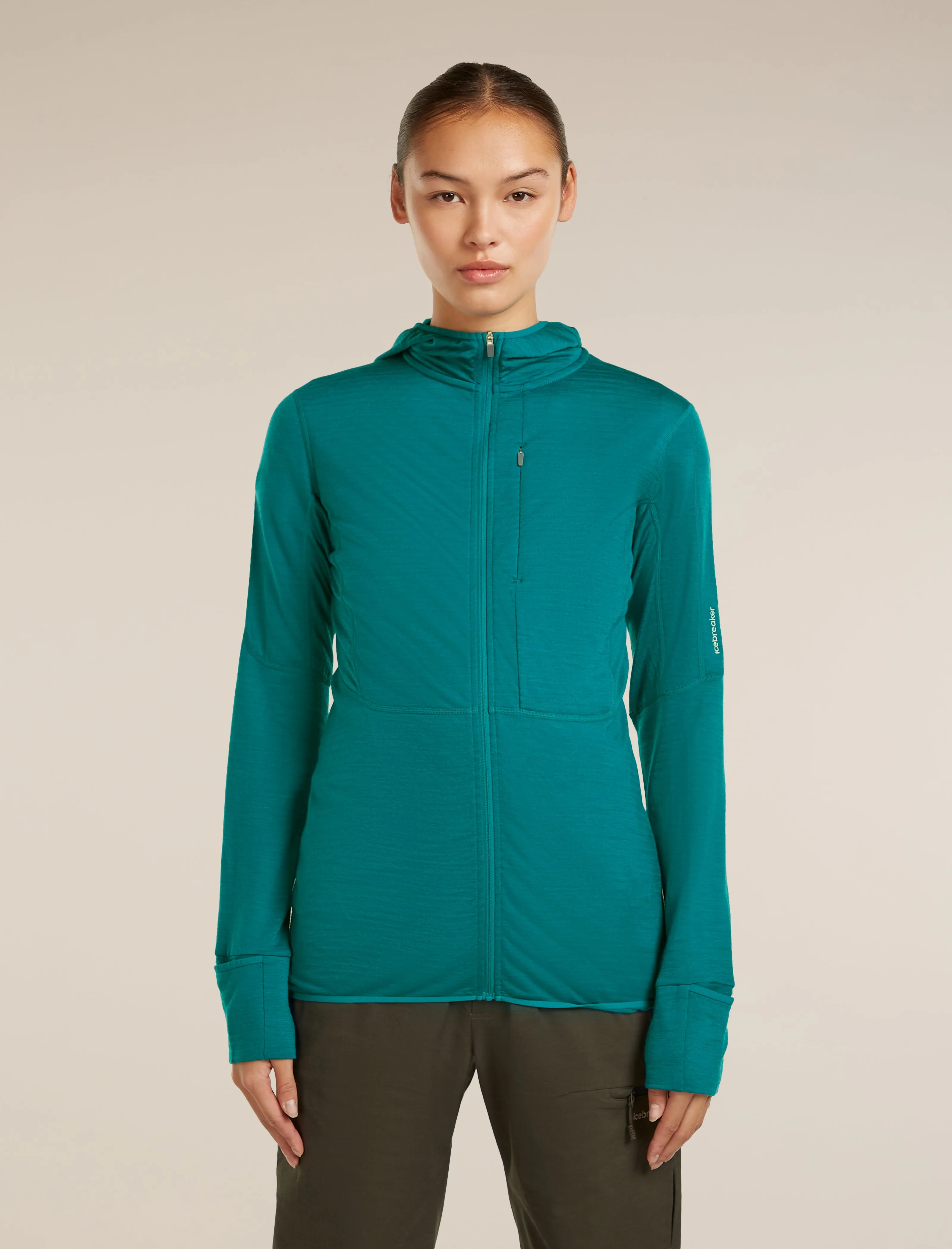 Women's Merino Blend 200 RealFleece™ Descender Long Sleeve Zip Hoodie sold by Icebreaker