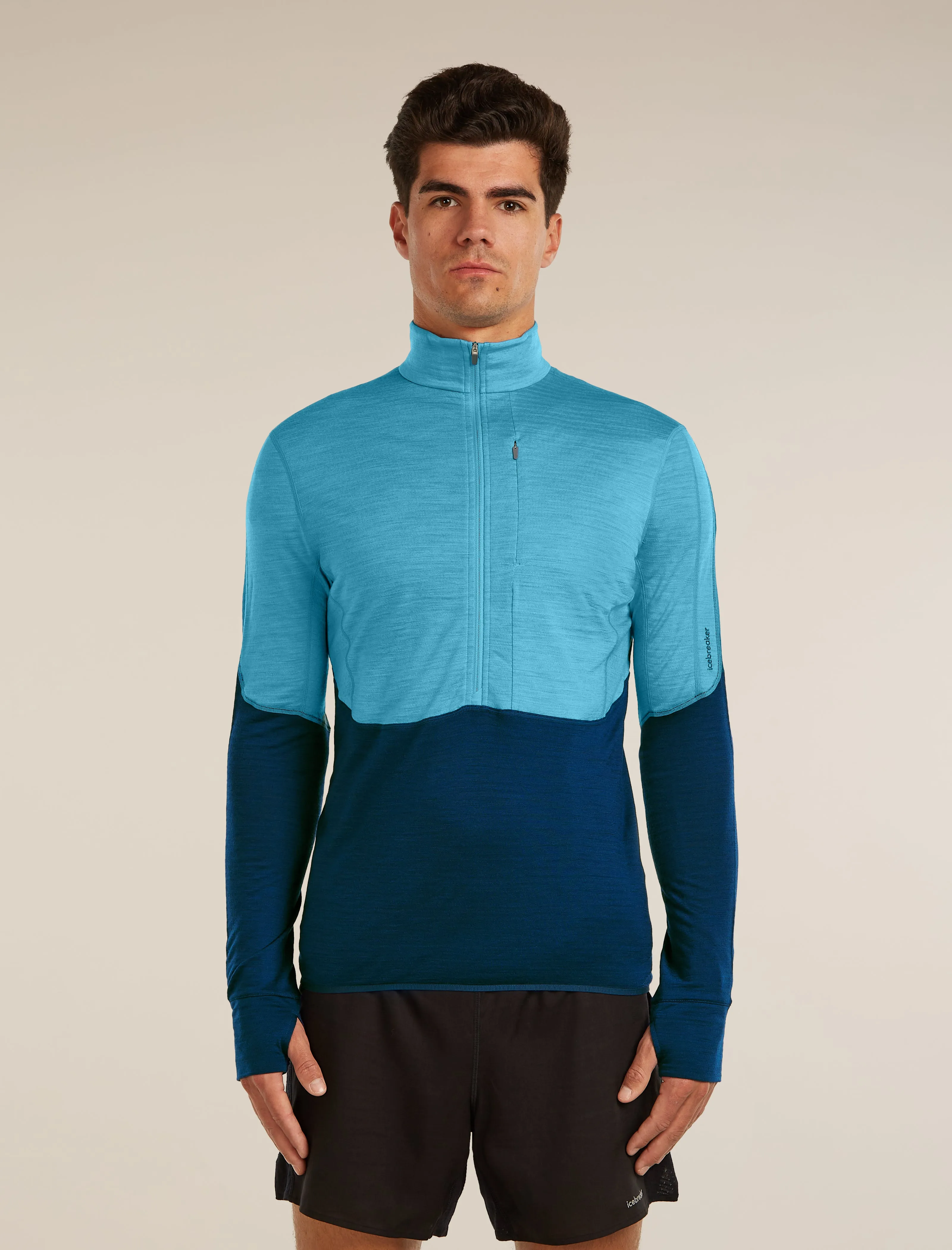 Men's Merino Blend 200 RealFleece™ Descender Long Sleeve Half Zip sold by Icebreaker