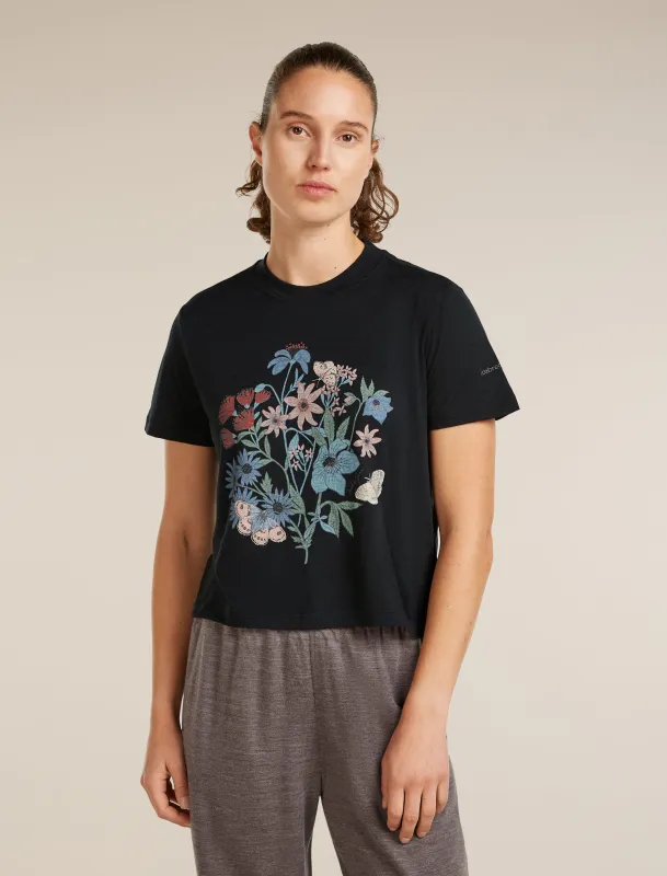 Women's Merino 150 Tech Lite Short Sleeve Crop Tee NZ Flora made by Icebreaker