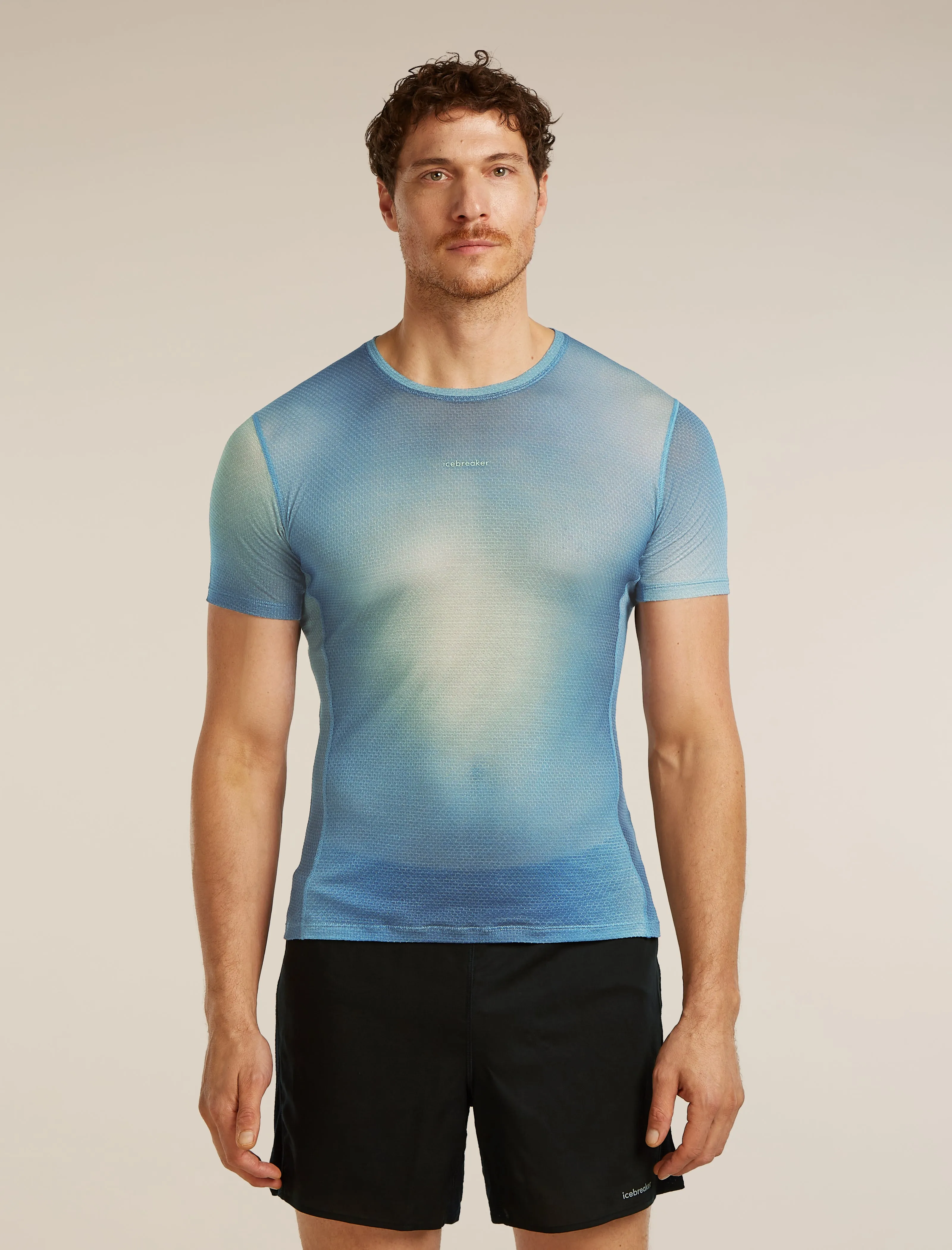 Men's Merino Blend 75 Cool-Lite™ Featherlight™ Short Sleeve Crewe AOP sold by Icebreaker