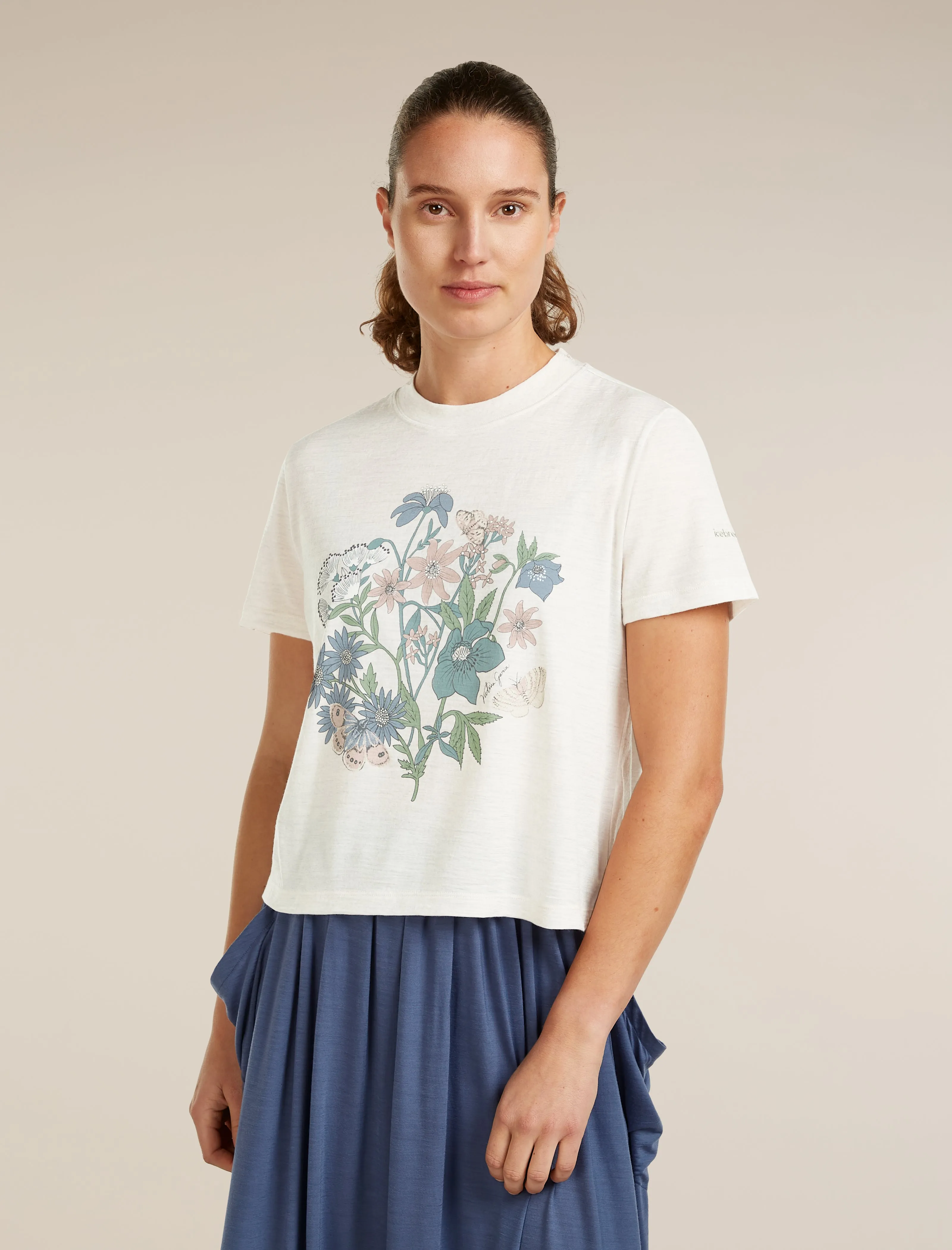 Women's Merino 150 Tech Lite Short Sleeve Crop Tee NZ Flora sold by Icebreaker