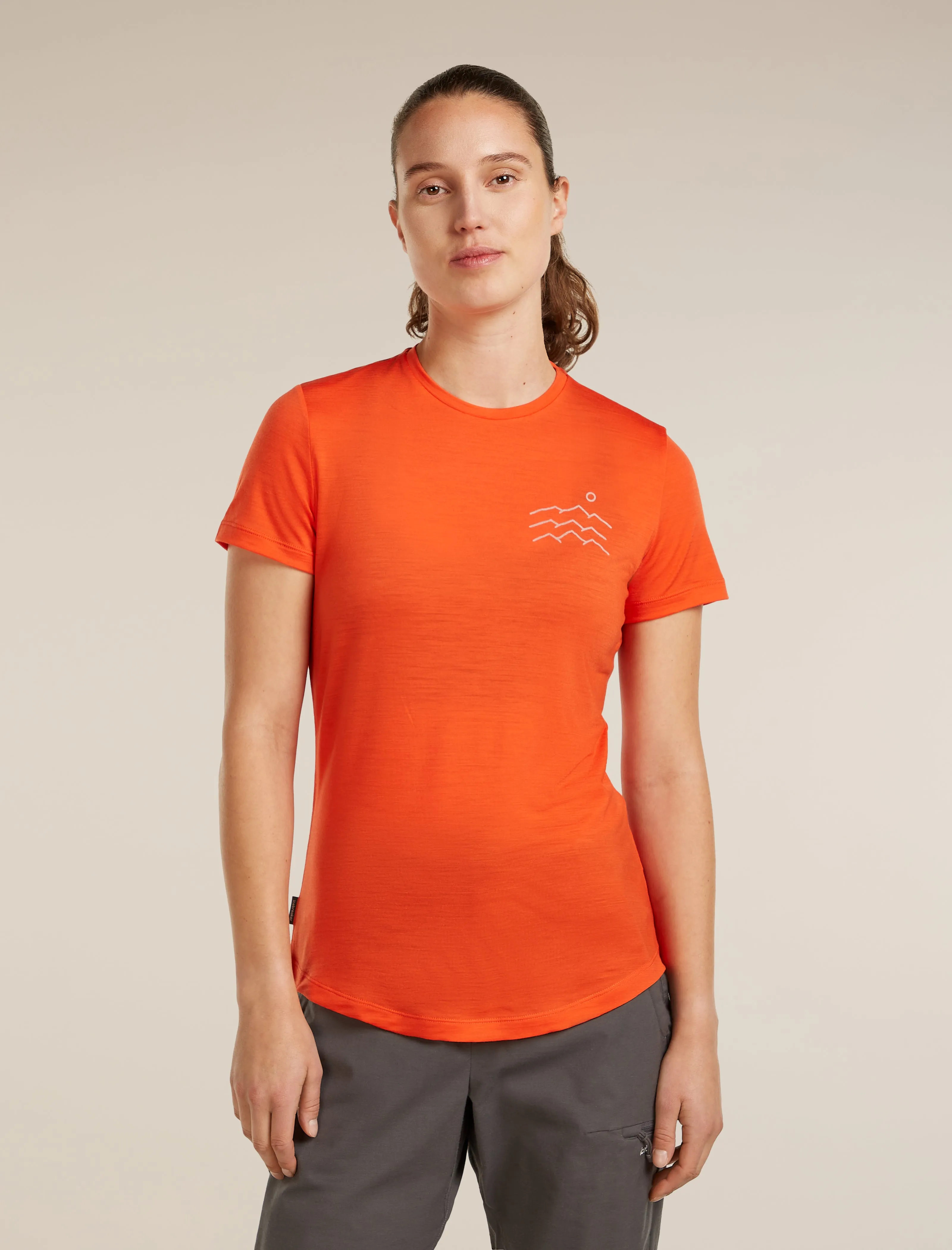 Women's Merino Blend 125 Cool-Lite™ Sphere Short Sleeve Tee Across The Peaks sold by Icebreaker