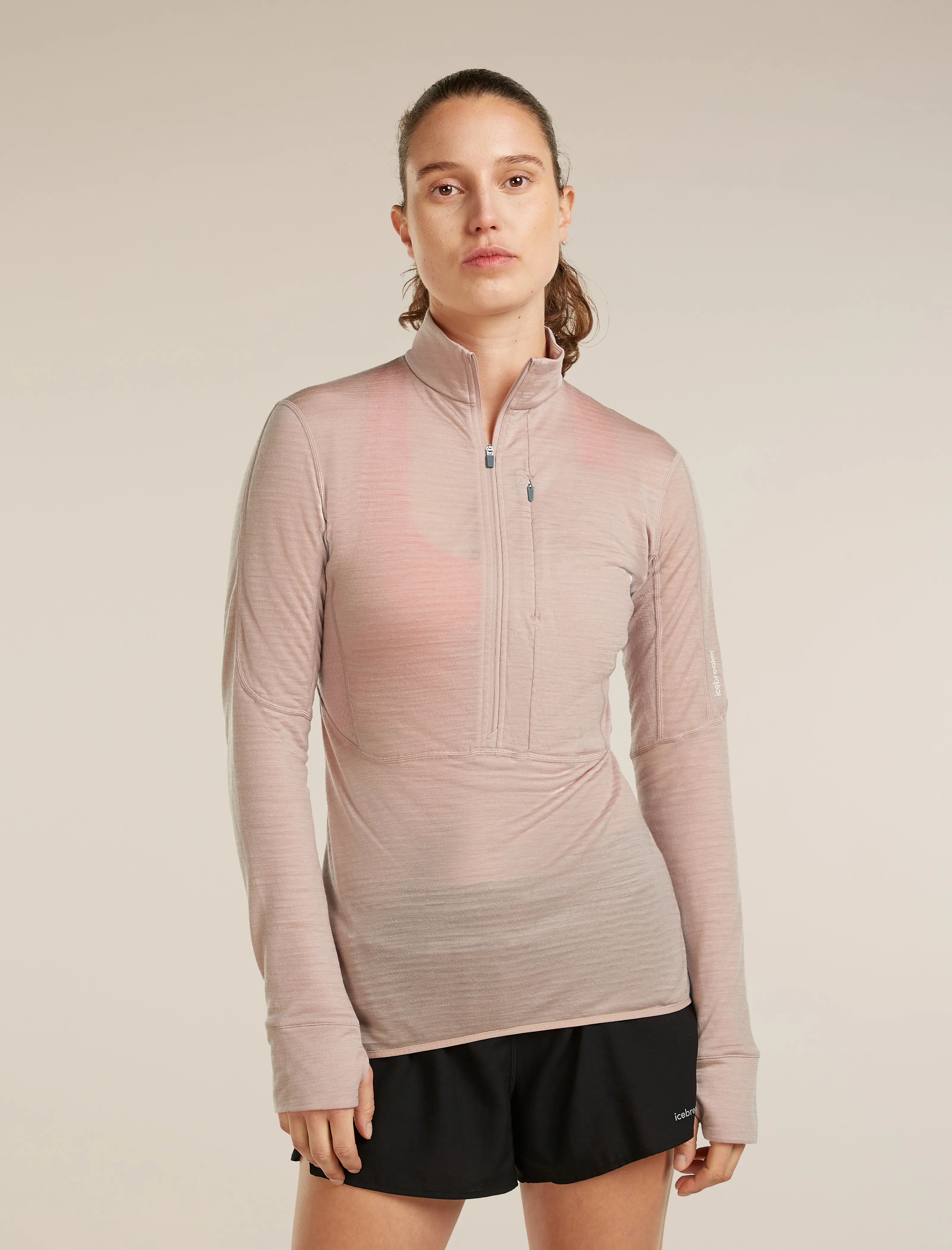 Women's Merino Blend 200 RealFleece™ Descender Long Sleeve Half Zip sold by Icebreaker