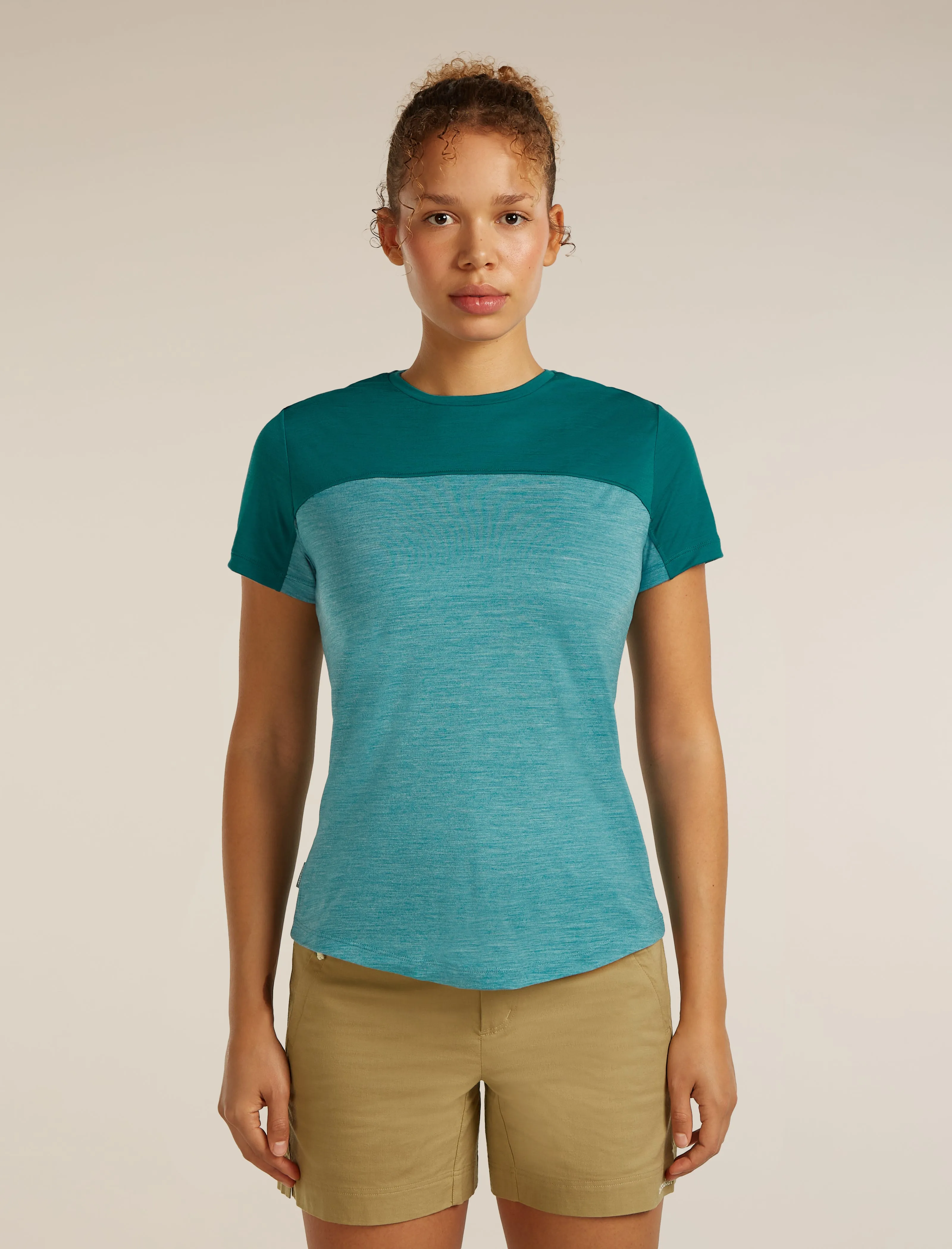 Women's Merino Blend 125 Cool-Lite™ Sphere Short Sleeve Tee Colour Block sold by Icebreaker