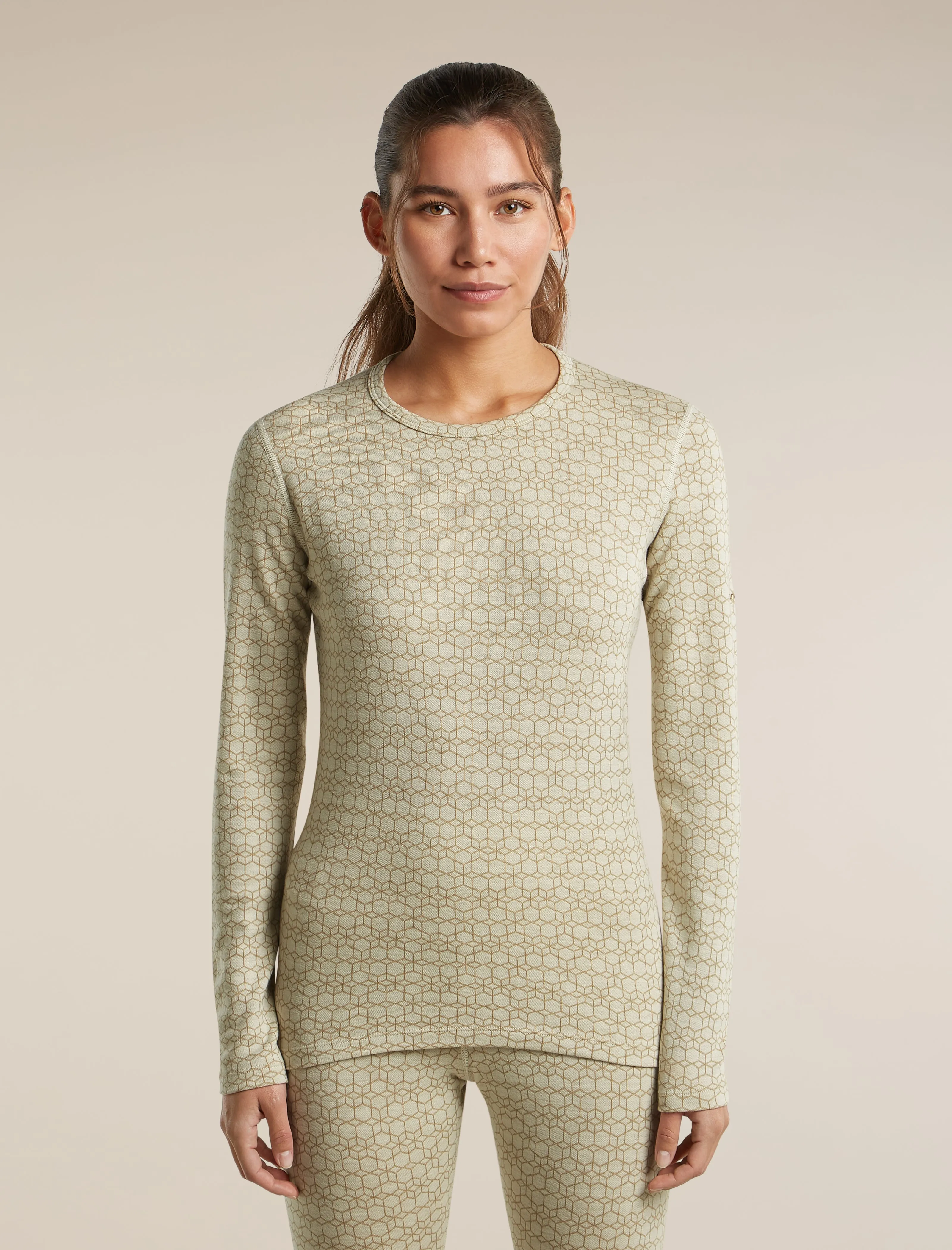 Women's Merino 260 Oasis Vertex Long Sleeve Thermal Crewe Alpine Geo sold by Icebreaker