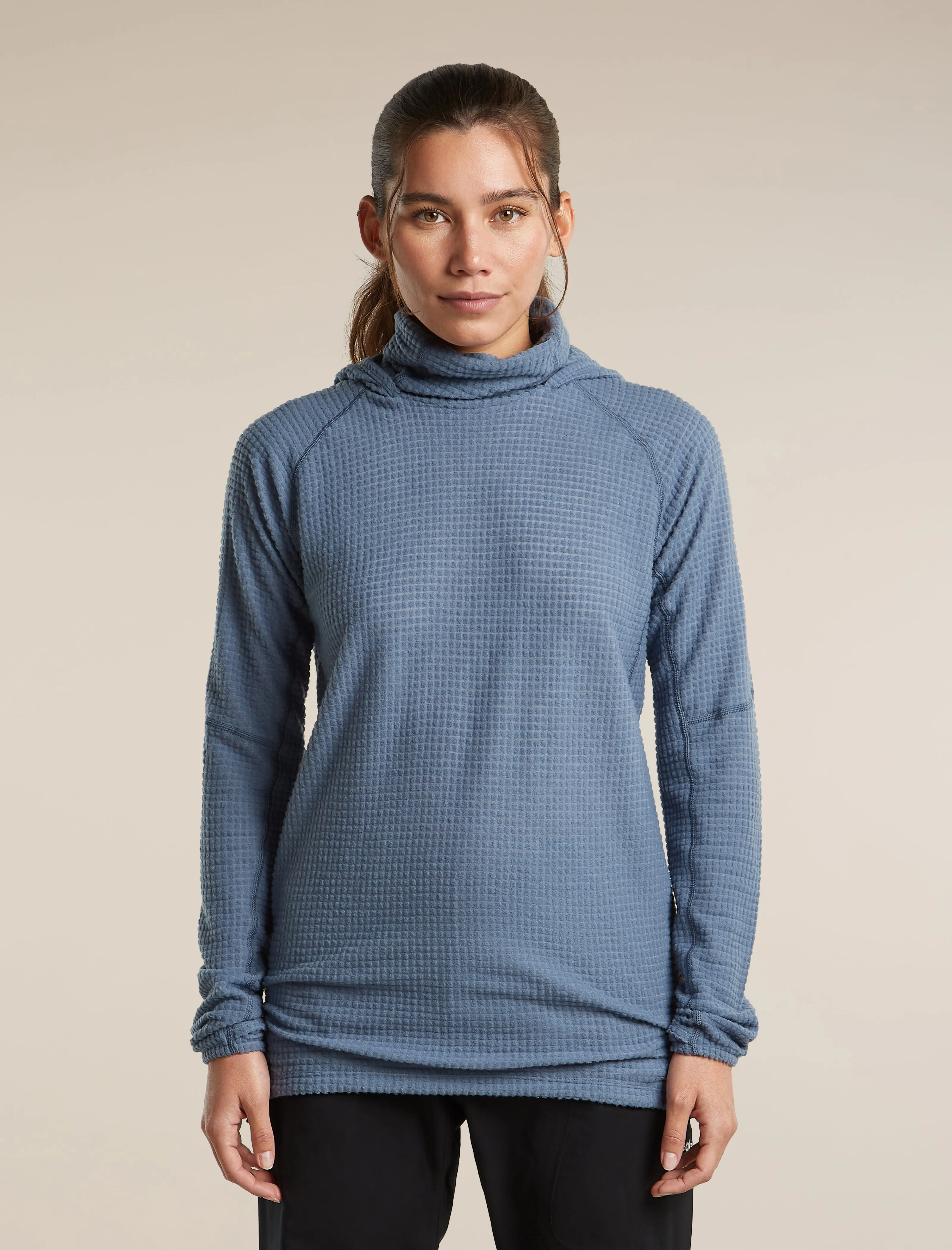 Women's Merino 400 RealFleece™ Grid Blackridge Pullover Hoodie sold by Icebreaker
