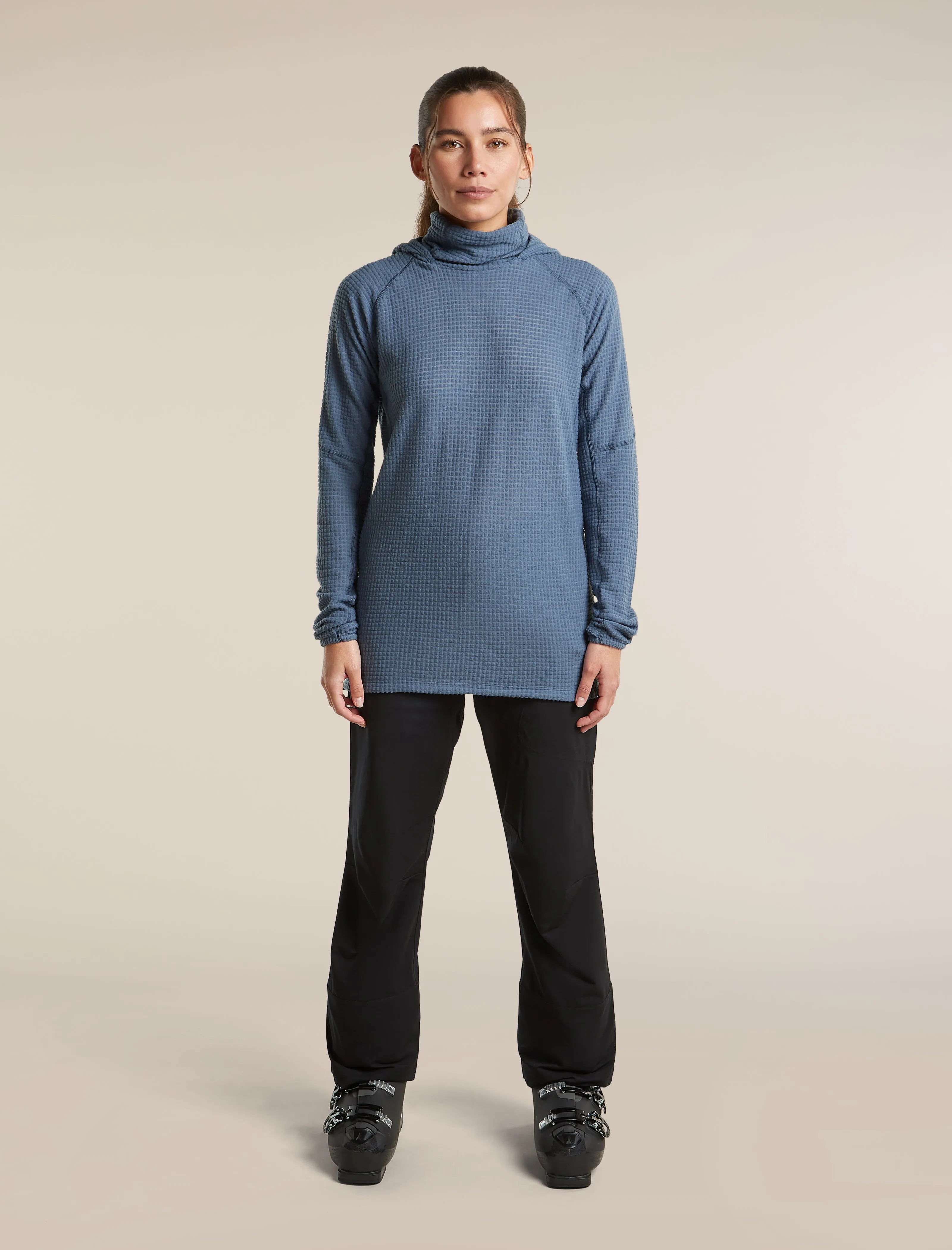 Women's Merino 400 RealFleece™ Grid Blackridge Pullover Hoodie sold by Icebreaker product image thumbnail 3