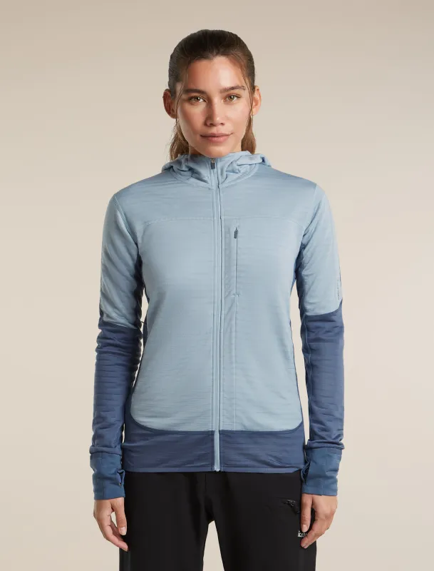 Women's Merino Blend 300 RealFleece™ Descender Long Sleeve Zip Hoodie made by Icebreaker