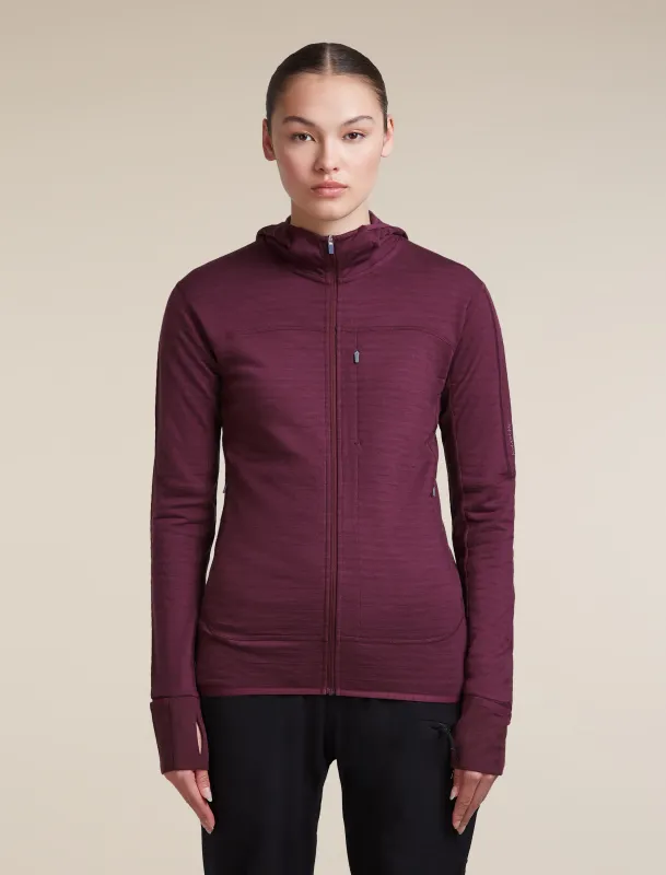 Women's Merino Blend 300 RealFleece™ Descender Long Sleeve Zip Hoodie made by Icebreaker