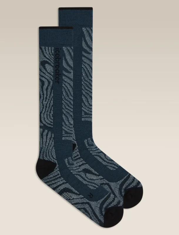 Men's Merino Blend Ski+ Medium Over The Calf Socks Mountain Contour made by Icebreaker
