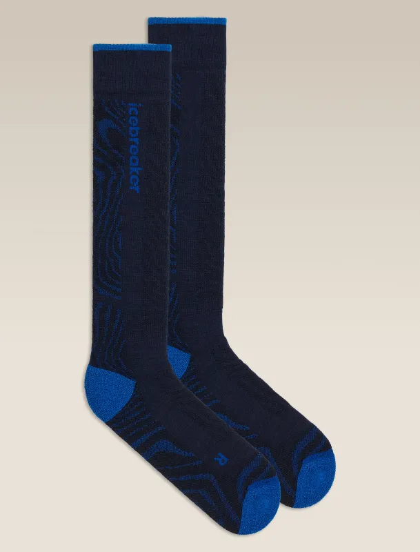 Women's Merino Blend Ski+ Medium Over The Calf Socks Mountain Contour made by Icebreaker
