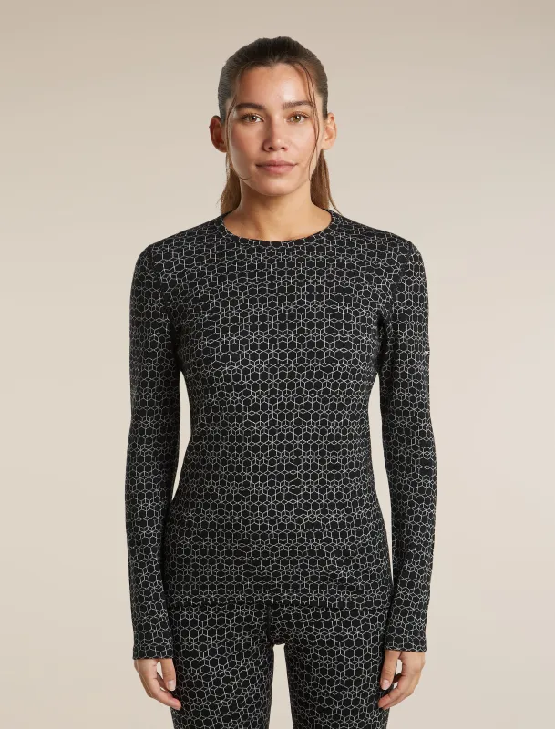 Women's Merino 260 Oasis Vertex Long Sleeve Thermal Crewe Alpine Geo made by Icebreaker