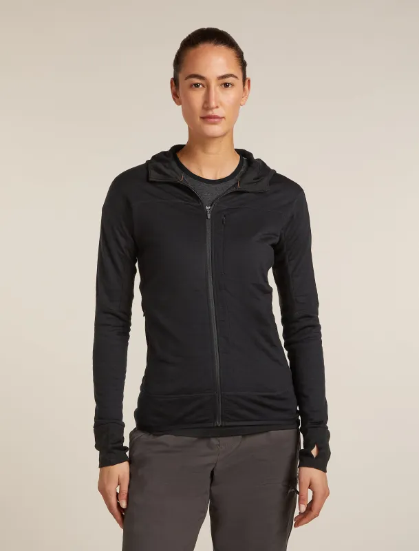 Women's Merino Blend 300 RealFleece™ Descender Long Sleeve Zip Hoodie made by Icebreaker