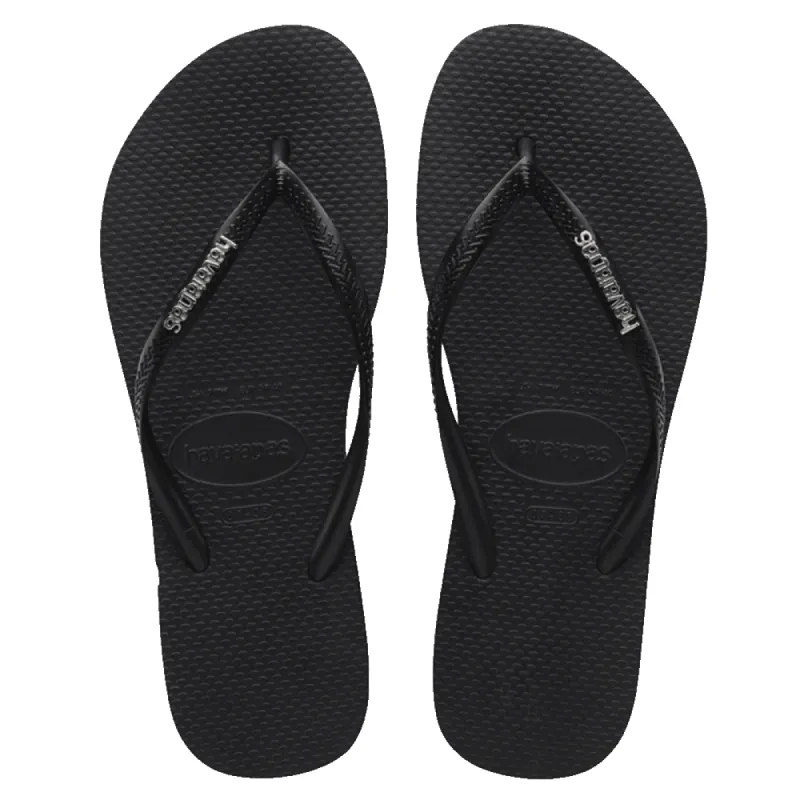 Havaianas - Slim Metal Logo Flip Flop Black made by Havaianas