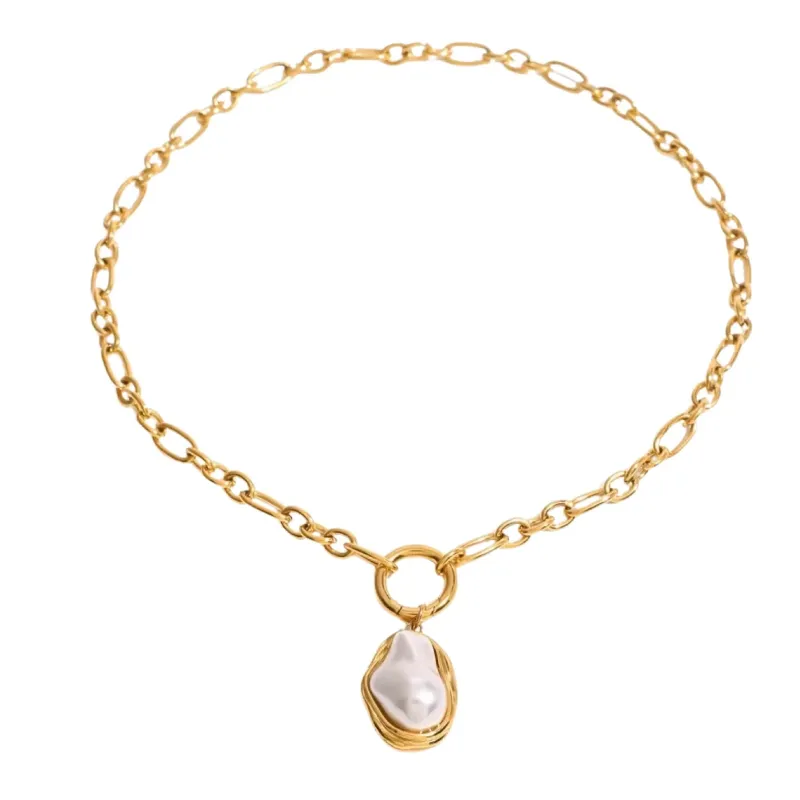 MAY-I | Dahlia Removable Pearl Necklace Gold sold by MYRASWIM