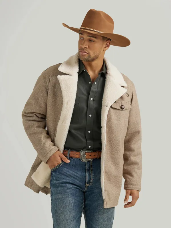 WRANGLER MENS TWEED SHERPA LINED HEAVY JACKET - NEUTRAL BROWN sold by Bridle Path Tack Shop