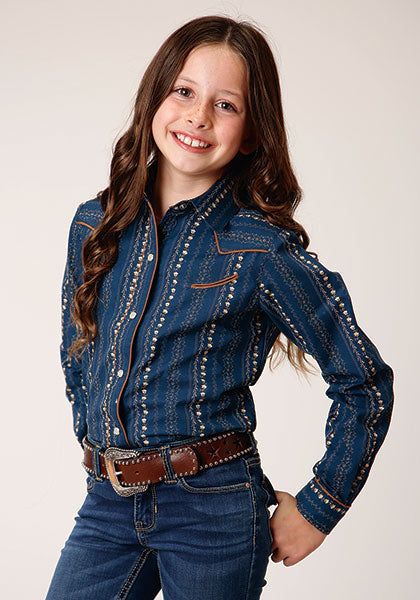 ROPER GIRLS RETRO PIPED FANCY YOKE WESTERN SHIRT sold by Bridle Path Tack Shop