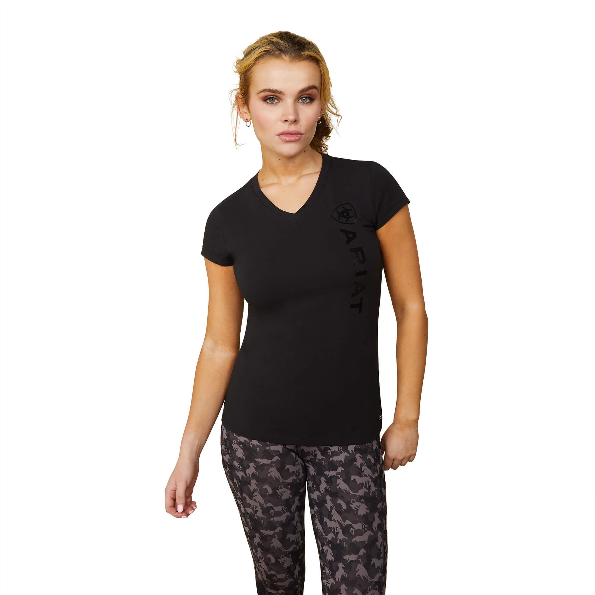 ARIAT WOMENS VERTICAL LOGO TEE - BLACK sold by Bridle Path Tack Shop product image thumbnail 2