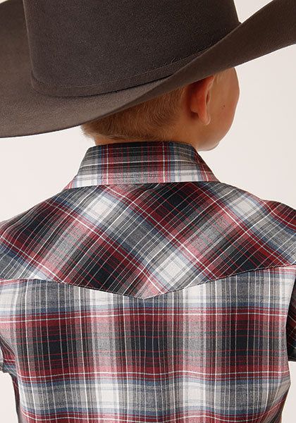 ROPER BOYS RED WHITE BLACK PLAID WESTERN SHIRT sold by Bridle Path Tack Shop product image thumbnail 2