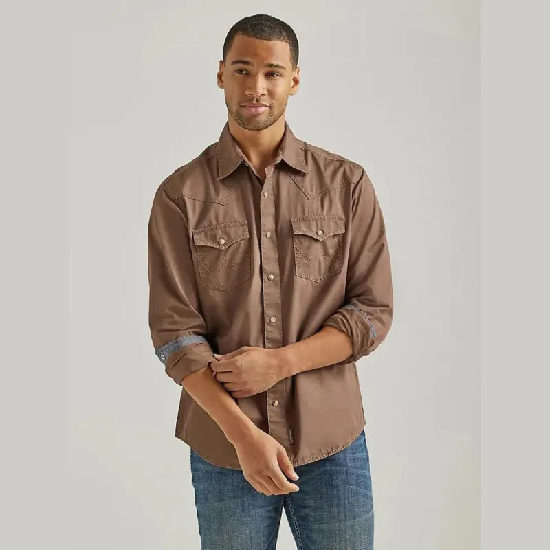 WRANGLER MENS WESTERN SHIRT - BROWN sold by Bridle Path Tack Shop