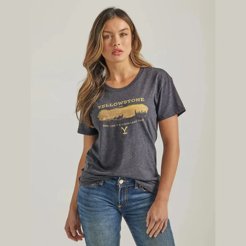 WRANGLER WOMENS YELLOWSTONE SUNSET BOYFRIEND TEE SHIRT sold by Bridle Path Tack Shop