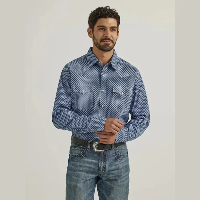 WRANGLER MENS COMPETITION WESTERN SHIRT - BLUE sold by Bridle Path Tack Shop