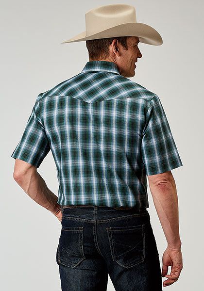 ROPER MENS SHORT SLEEVE OCEAN PLAID SHIRT sold by Bridle Path Tack Shop product image thumbnail 2