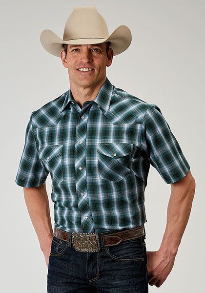 ROPER MENS SHORT SLEEVE OCEAN PLAID SHIRT sold by Bridle Path Tack Shop