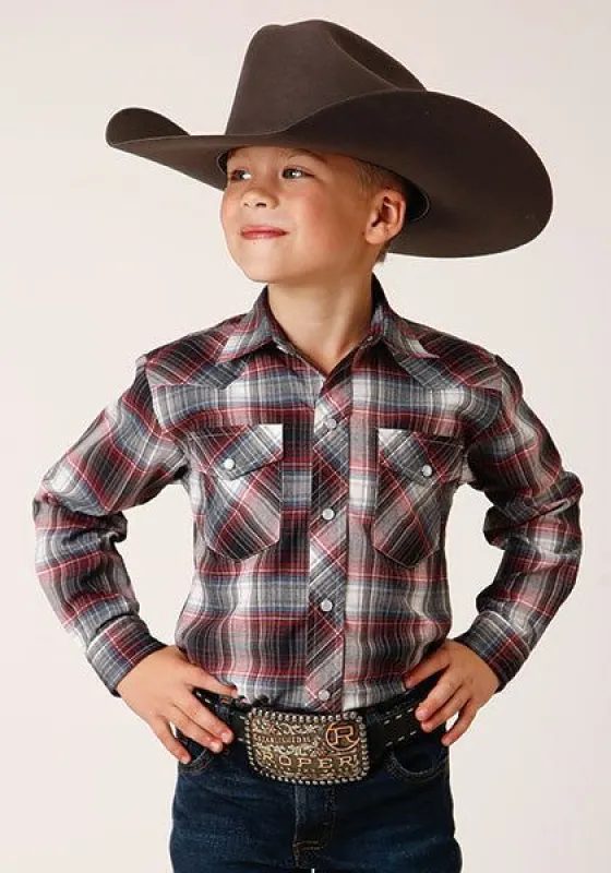 ROPER BOYS RED WHITE BLACK PLAID WESTERN SHIRT sold by Bridle Path Tack Shop