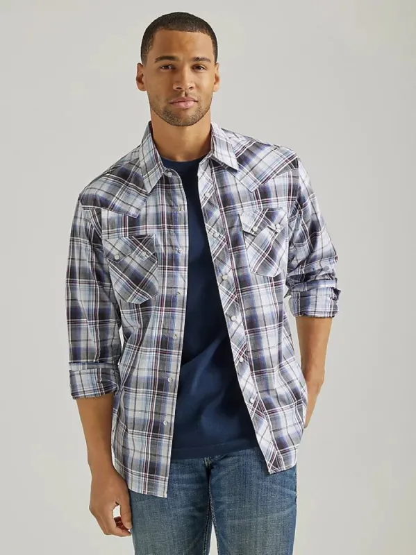 WRANGLER MENS RETRTO NAVY PLAID WESTERN SHIRT sold by Bridle Path Tack Shop