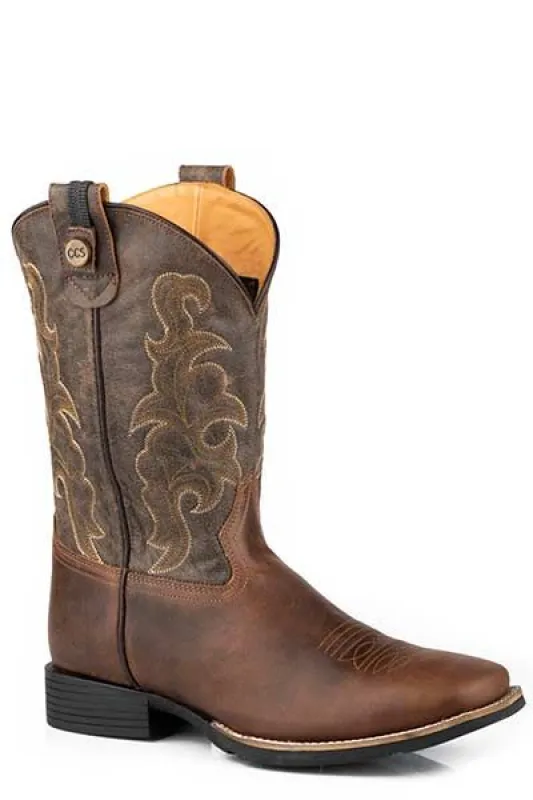 ROPER MENS SQUARE TOE WESTERN BOOT - BROWN sold by Bridle Path Tack Shop