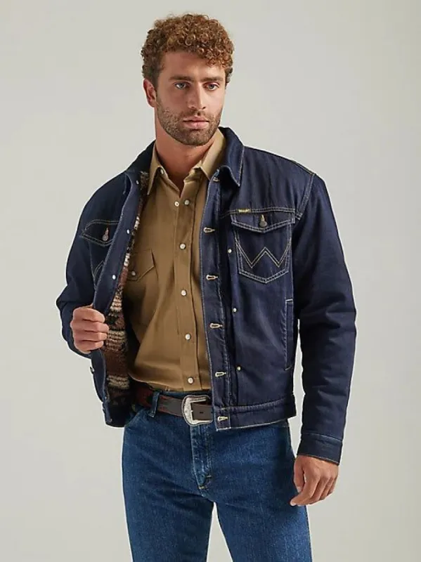 WRANGLER MENS VINTAGE SHERPA LINED DENIM JACKET - HUNTER sold by Bridle Path Tack Shop