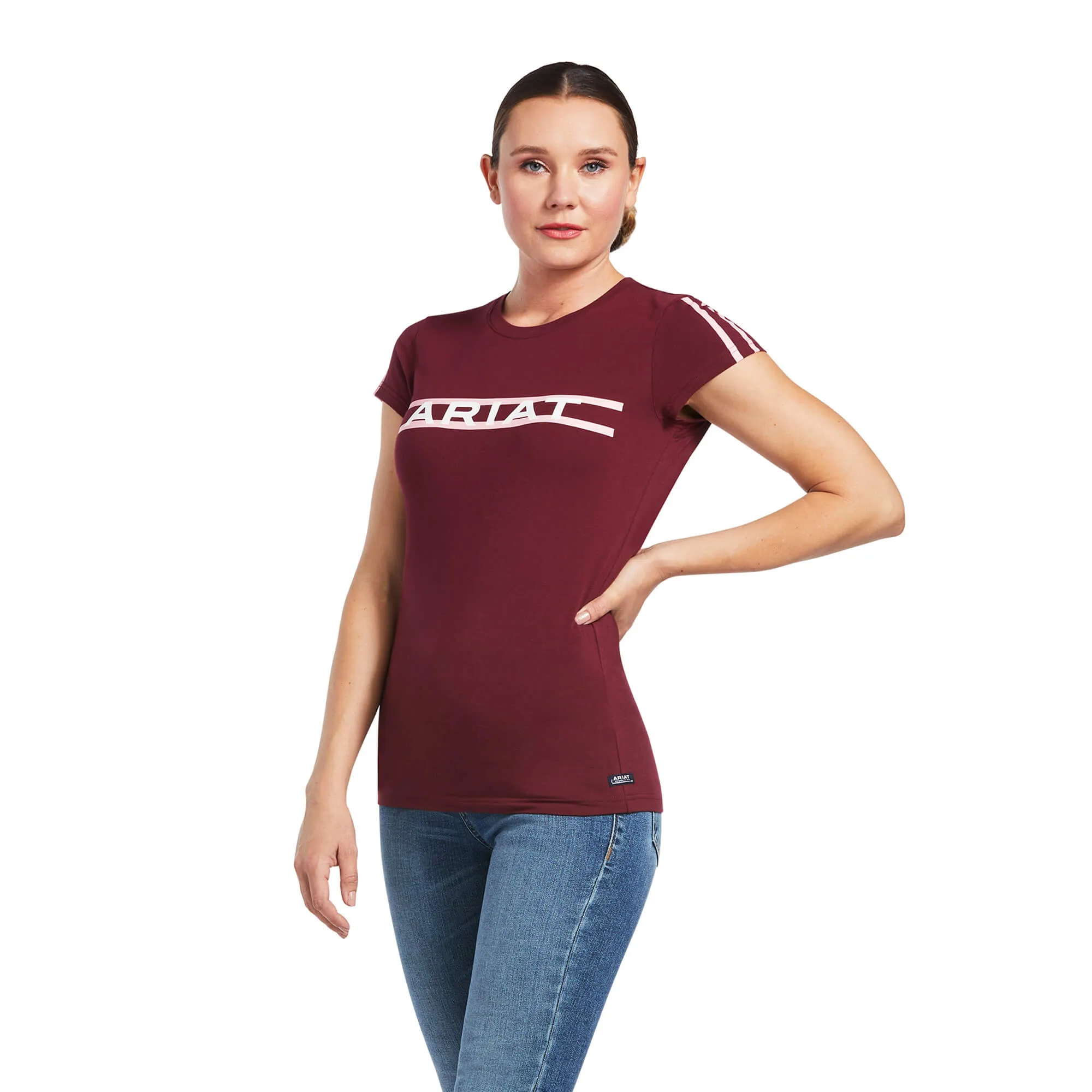ARIAT WOMENS LOGO LANE TEE SHIRT sold by Bridle Path Tack Shop