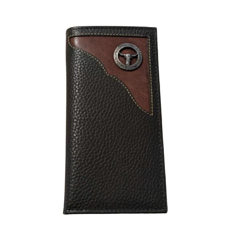 Western Genuine Leather Mens Long Bifold Wallet - Steer Concho CORNER Embossed sold by Bridle Path Tack Shop