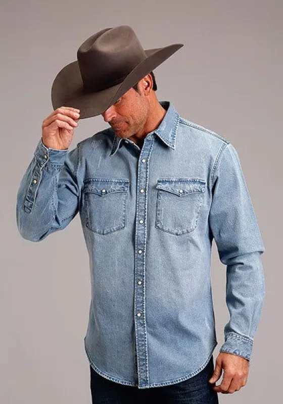 ★22-23FW新作★STUSSY★BOXY WESTERN DENIM SHIRT Boxy Western Denim L/S Shirt – Premier
