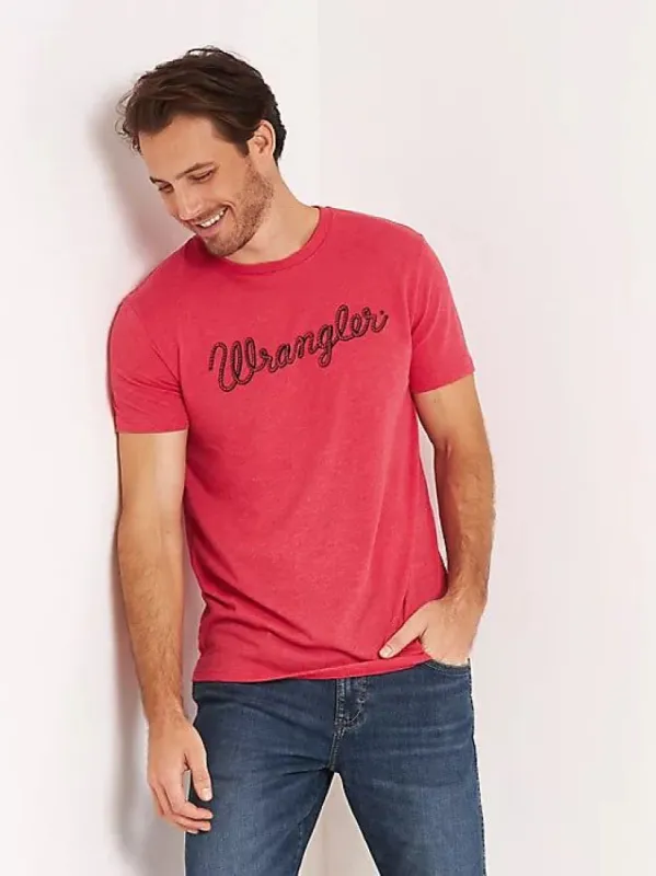 WRANGLER MENS ROPE LOGO T-SHIRT - RED sold by Bridle Path Tack Shop
