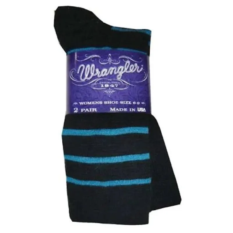 WRANGLER LADIES SOCK 2 PACK BLACK/TURQ sold by Bridle Path Tack Shop
