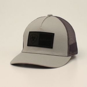 ARIAT MENS SNAP BACK RETANGLE PATCH LOGO GREY BALL CAP sold by Bridle Path Tack Shop
