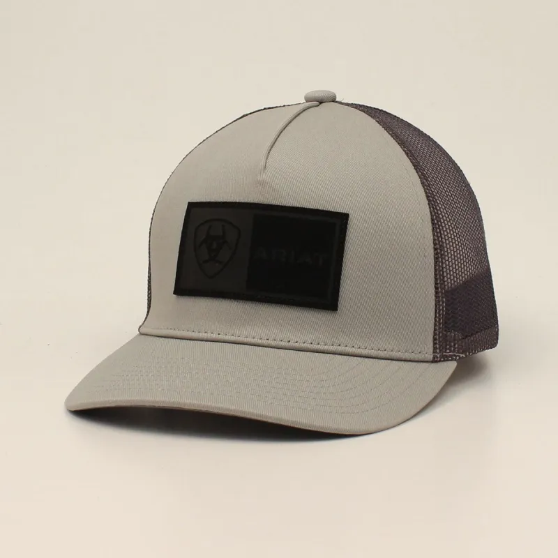 ARIAT MENS SNAP BACK RETANGLE PATCH LOGO GREY BALL CAP sold by Bridle Path Tack Shop