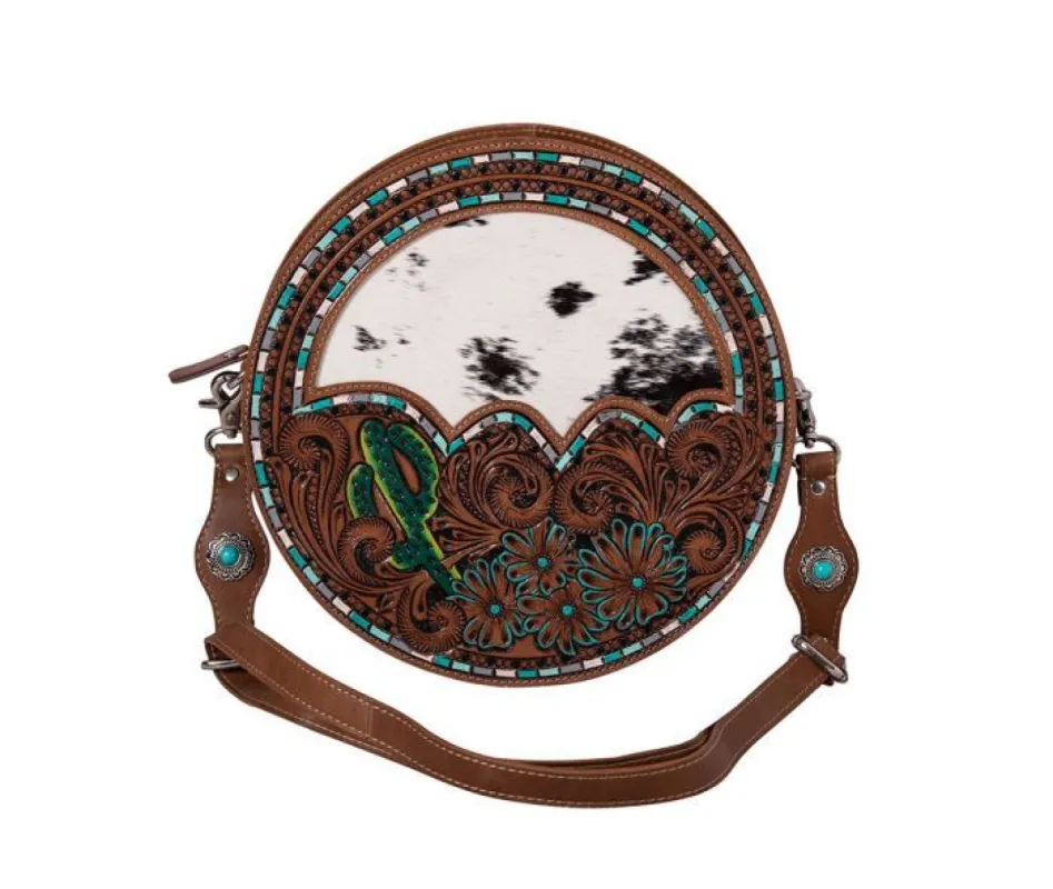 MYRA PRAIRIE DREAMS HAND TOOLED ROUND BAG sold by Bridle Path Tack Shop