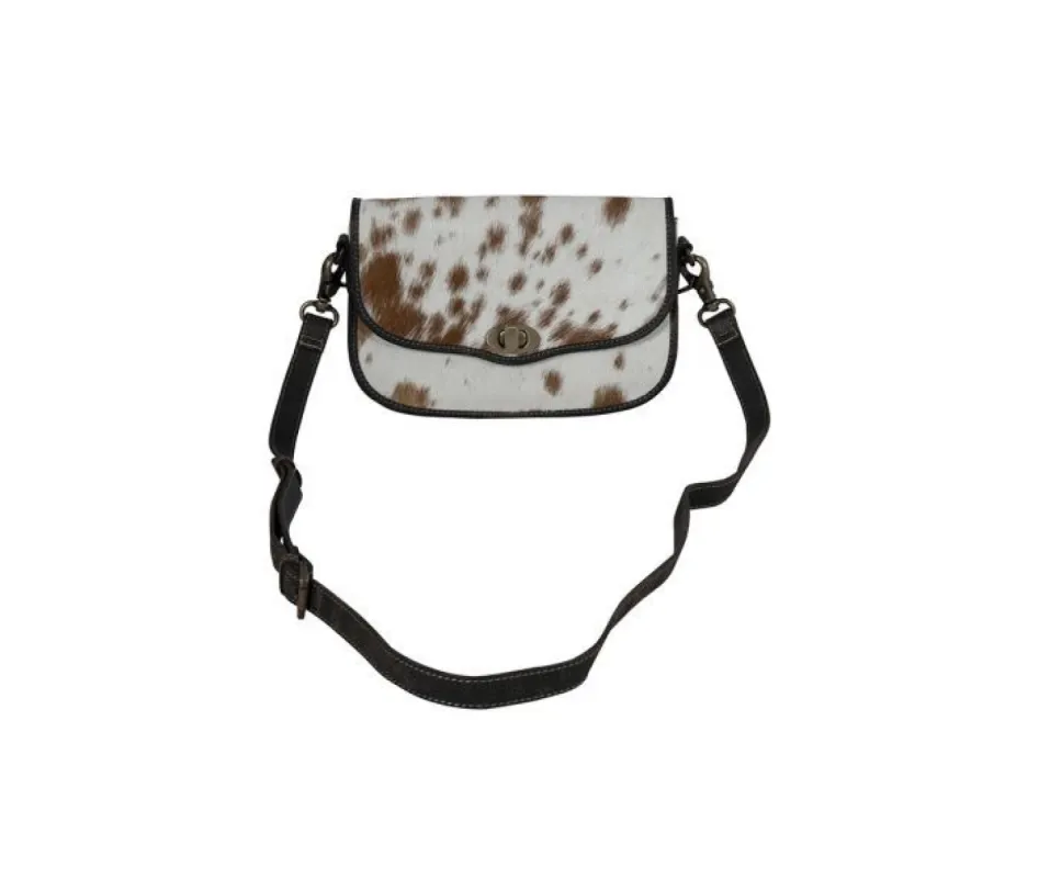 MYRA ANGUS RIDGE LEATHER & HAIRON BAG IN LIGHT HAIR ON HIDE sold by Bridle Path Tack Shop